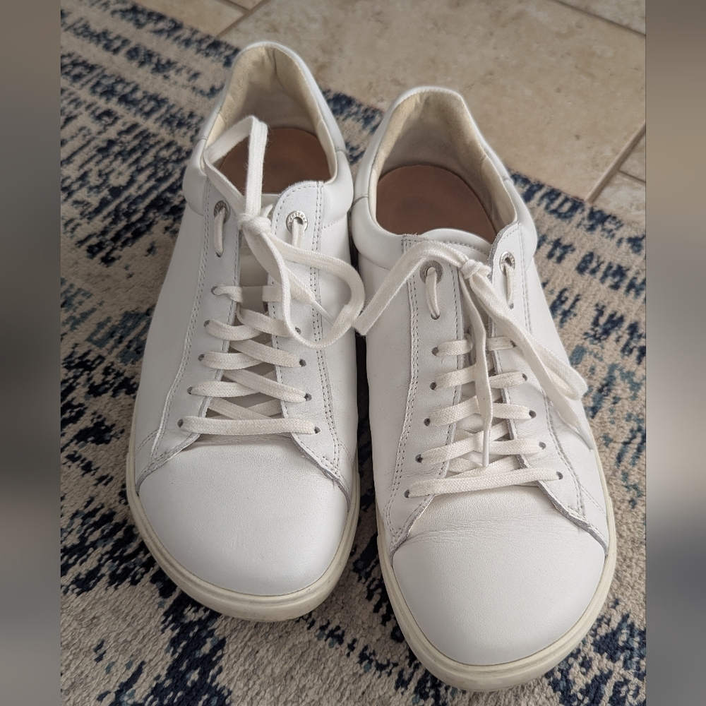 Birkenstock Bend White Leather Sneaker Size 42/ Women's 10 Good Condition